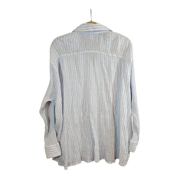 Old Navy Striped Crinkled Oversized Boyfriend Fit Button-front Shirt Women's 2X - Picture 6 of 8
